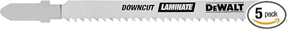 DEWALT DEW-DW3762-5 10 TPI 4in Laminate Down Cutting Cobalt Steel T-Shank Jig Saw Blade 5 Pieces