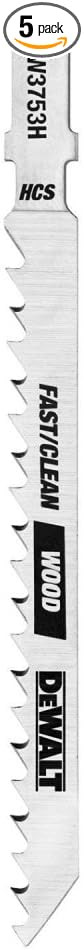 DEWALT DEW-DW3753H 6 TPI 4in Fast Clean Cut Wood High Carbon Steel T-Shank Jig Saw Blade