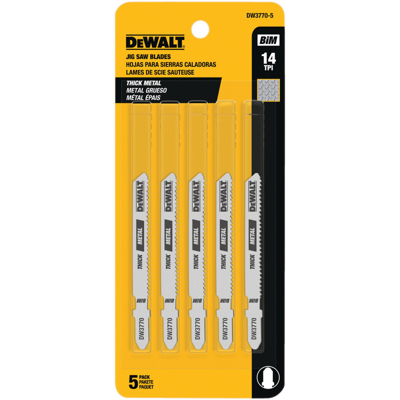 DEWALT DEW-DW3776-5 24 TPI 3in T-Shank Cobalt Steel Jig Saw Blades 5 Pieces