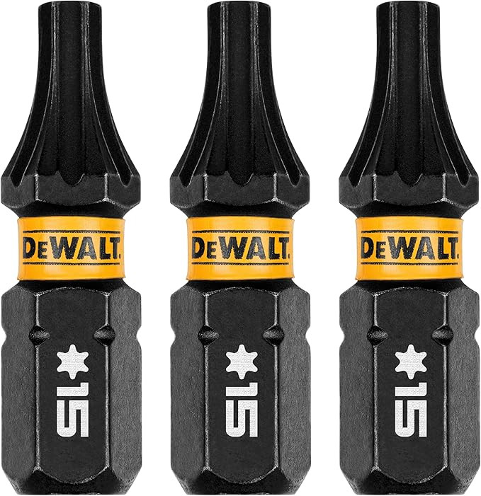 DEWALT DEW-DWAF1TX15IR3 Flextorq Torx T15 Bits 1/4 x 1in For Impact Drivers And Drills Hex Shank