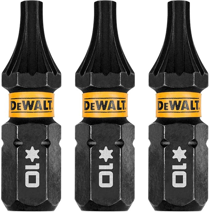 DEWALT DEW-DWAF1TX10IR3 Flextorq Torx T10 Bits 1/4 x 1in For Impact Drivers And Drills Hex Shank