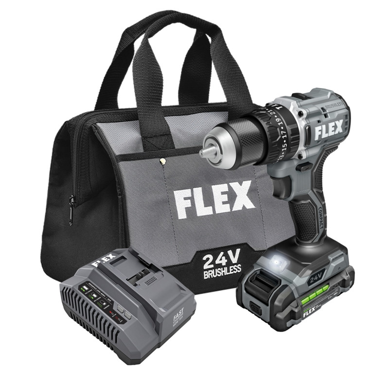 FLEX FL-FX1231-1A 24V 1/2in 2 Speed Compact Hammer Drill 2.5Ah Kit