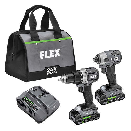 FLEX FL-FXM201-2A 24V Drill & Impact Driver 2 Tool Combo 2x 2.5Ah Kit