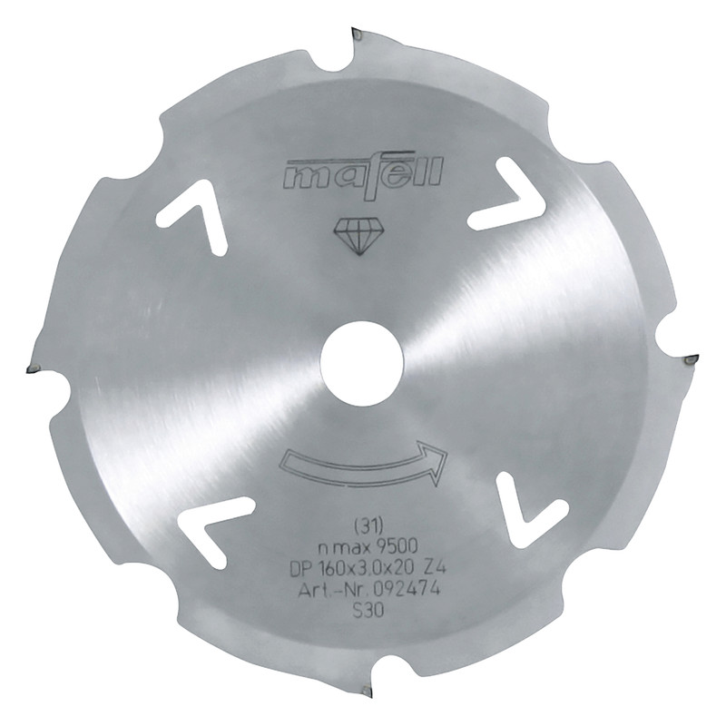 Mafell MAF-92474 Dia 160 x 2.4/3.0 x 20mm 4 Flat/Trapezoidal Teeth Saw Blade For Cement Bonded Materials