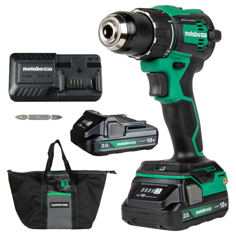 Metabo HPT HPT-DS18DEXM 18V MultiVolt 2 x 2.0Ah Cordless Brushless Driver Drill Kit