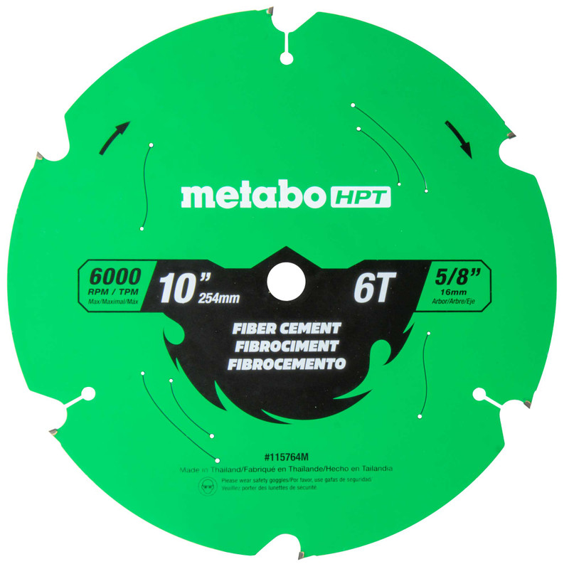 Metabo HPT HPT-115764M 10in 6-Tooth Fiber Cement Saw Blade