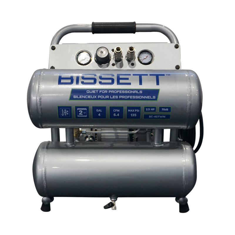 Bissett BIS-BC-4GTWIN 4 Gal Twin Stack Quiet Air Compressor