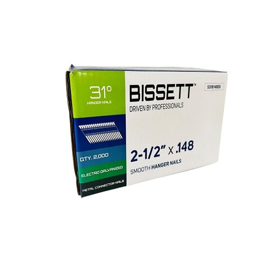 Bissett BIS-S318148EG 2-1/2in Electro Galvanized Smooth Shank Stick Nail 2M
