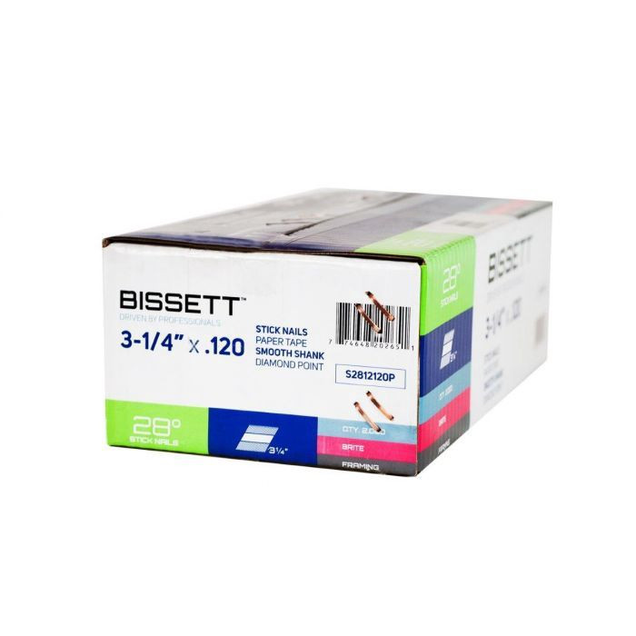 Bissett BIS-S2812120P 3-1/4in Smooth Shank Stick Nail 2M