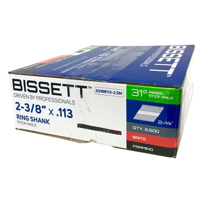 Bissett BIS-S318R113-2.5M 2-3/8in Ring Shank Stick Nail 2.5M
