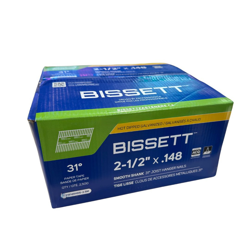 Bissett BIS-S318148HDG-2.5M 2-1/2in Hot-Dip Galvanized Smooth Shank Stick Nail 2.5M