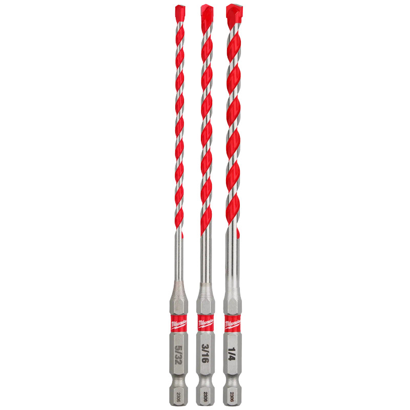 Milwaukee MIL-48-20-9050 Shockwave Impact Duty Carbide Hammer Drill Bit Set 3 Pieces
