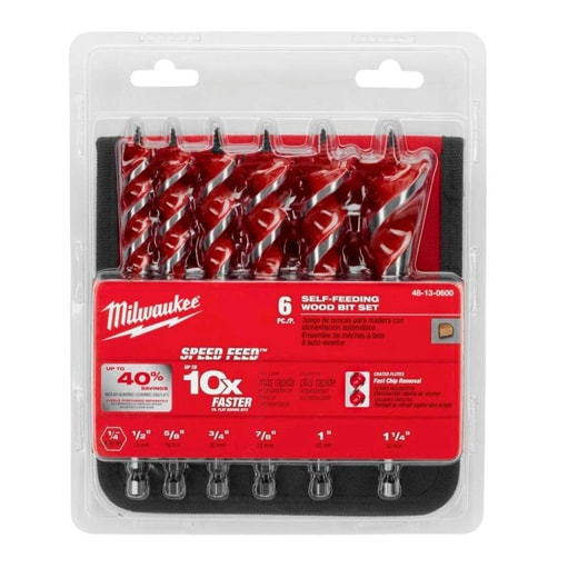 Milwaukee MIL-48-13-0600 6-1/2in Speed Feet Wood Bit Set 6 Pieces