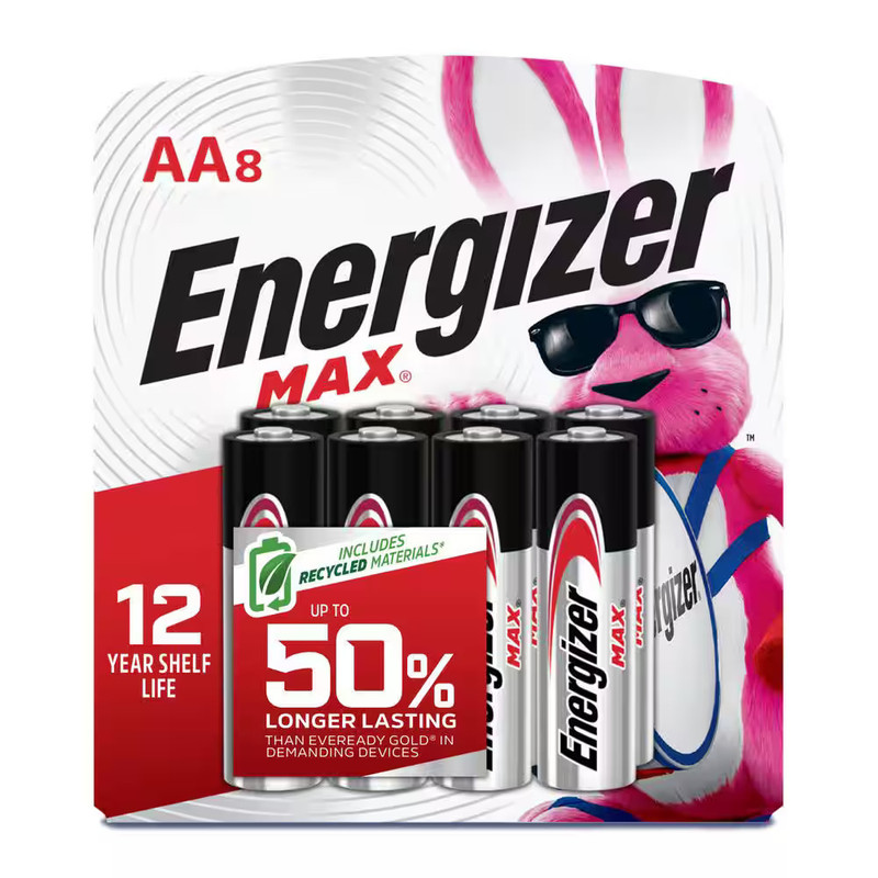 Energizer ENG-E91MP-8 Max AA Alkaline Batteries 8 -Pack