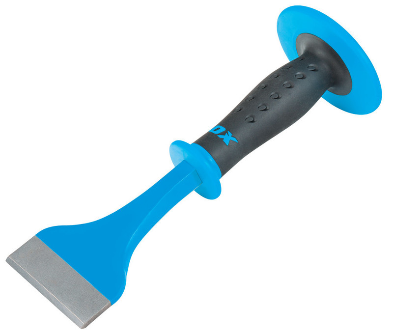 OX Tools OX-P092103 3in Floor/Brick Chisel With Rubber Overmolded Hand Guard
