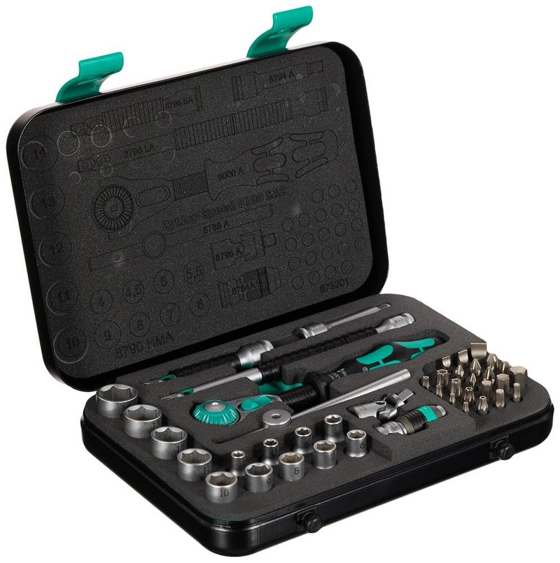 Wera Tools WERA-05003533001 8100 SA 2 Zyklop Speed Ratchet Set 1/4in Drive Metric 42 Pieces