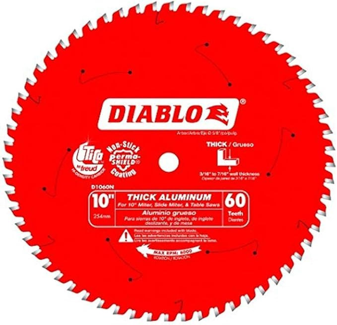 Diablo FRE-D1060N 10in x 60 Teeth Saw Blade For Thick Aluminum