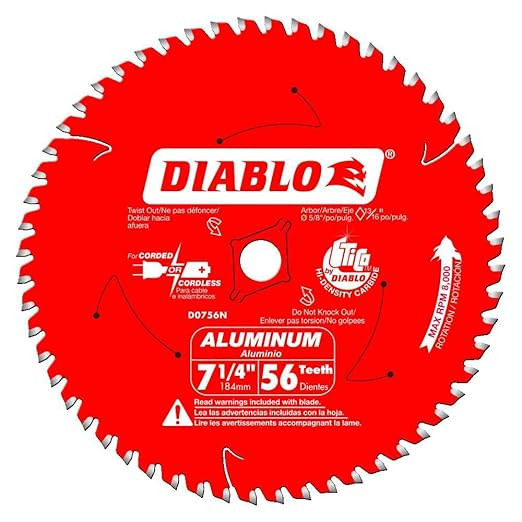 Diablo FRE-D0756NA 7-1/4in x 56 Tooth Thick Aluminum Cutting Saw Blade