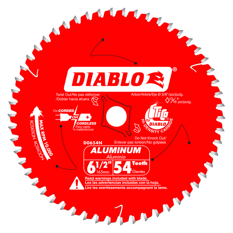 Diablo FRE-D0654NA 6-1/2in x 54-Teeth Saw Blade For Medium Aluminum