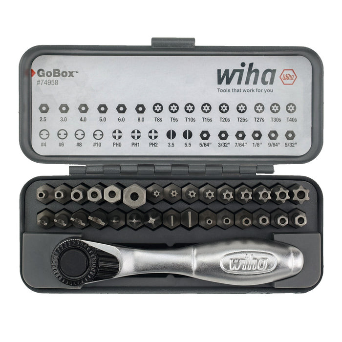Wiha Tools WIHA-74958 GoBox Security Bit Set With Mini Ratchet 32 Pieces