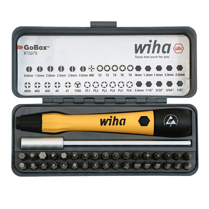 Wiha Tools WIHA-75979 GoBox Electronics ESD Precision Micro Bit Set 36 Pieces