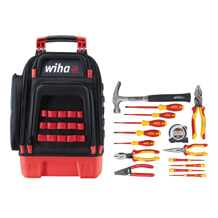 Wiha Tools WIHA-91870 Apprentice Electrician's Insulated Tool Kit In Heavy Duty Backpack 16 Pieces