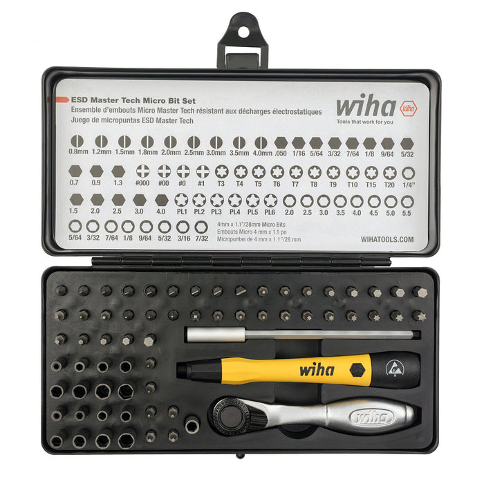 Wiha Tools WIHA-75965 System 4 ESD Safe Master Technician's Ratchet And MicroBits Set 65 Pieces
