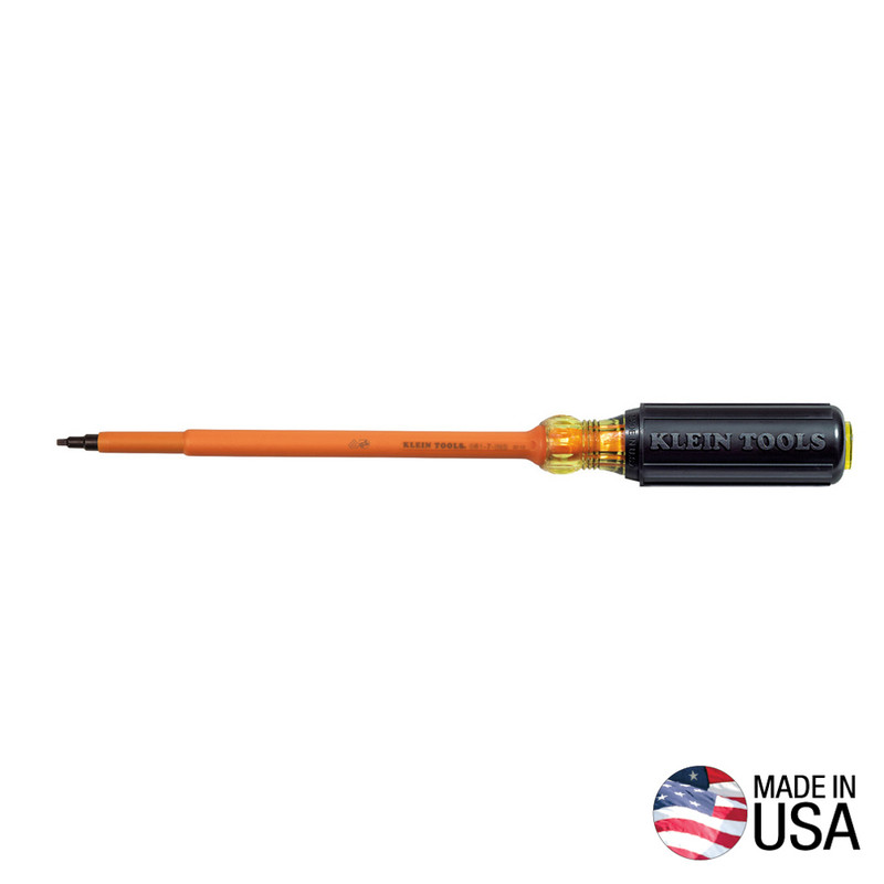 Klein Tools KLE-661-7-INS #1 Square 7in Round Shank Insulated Screwdriver