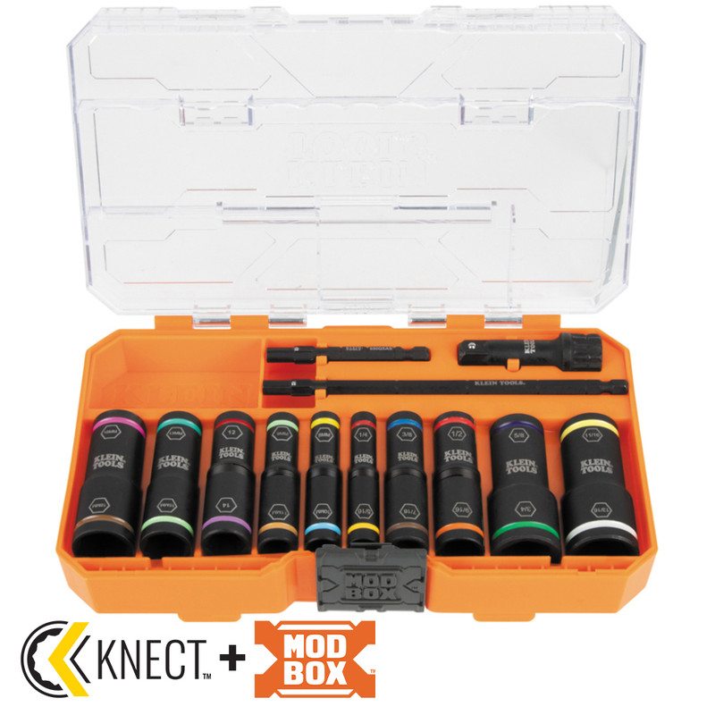 Klein Tools KLE-65239 SAE And Metric Flip-20 Impact Socket 13 Piece Set
