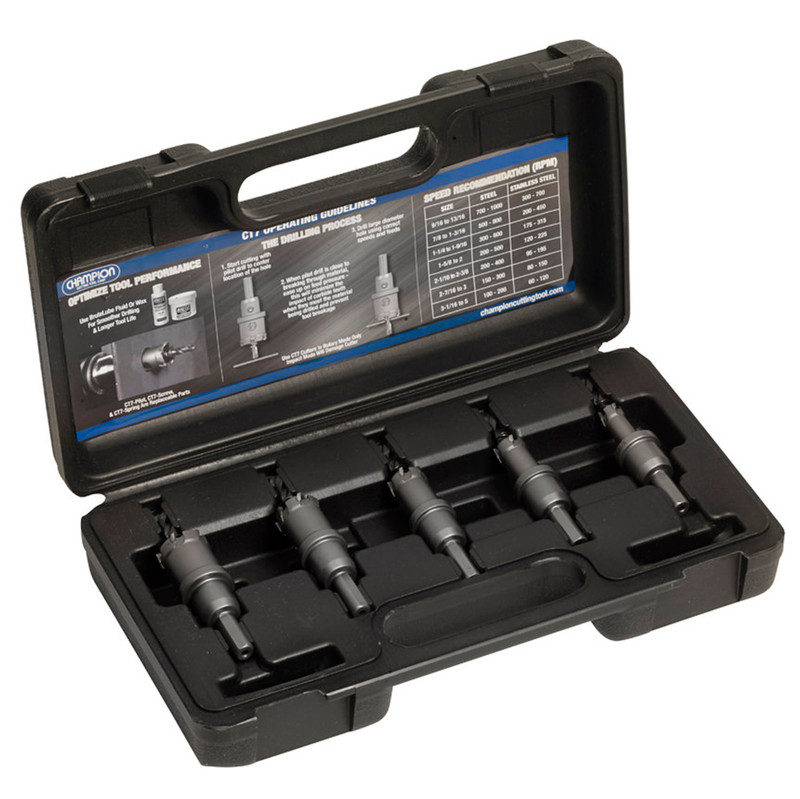 Champion CHAMP-CT7P-SET-5 Carbide Tipped Hole Cutter Bolt Clearance 5 Piece Set