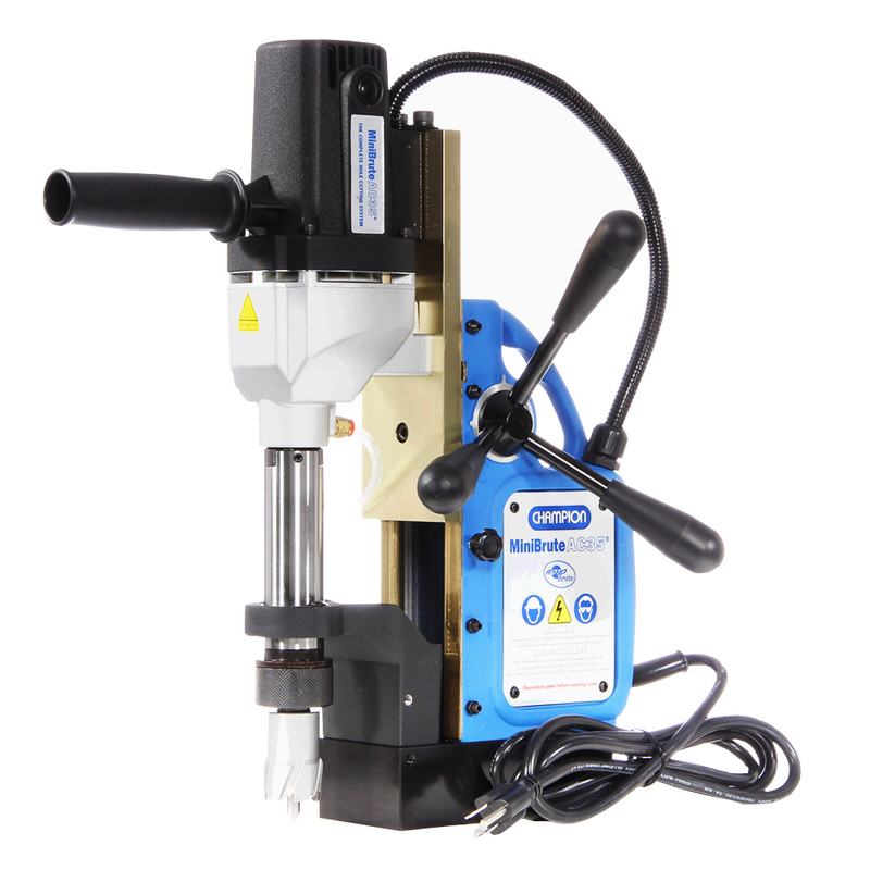 Champion CHAMP-AC35 MiniBrute 1-3/8in Dia x 2in Depth Lightweight Portable Magnetic Drill Press