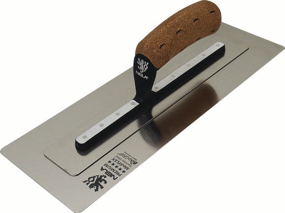 NELA NL-10854011BK 4.3in x 16in NELAFLEX Flat Finishing Trowel with BikoGRIP Cork Handle