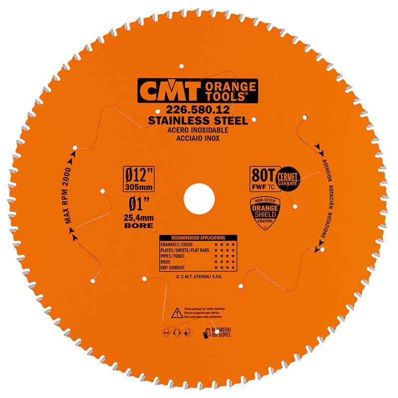 CMT Orange Tools CMT-22658012 12in 80 Teeth Industrial Circular Saw Blades For Stainless Steel