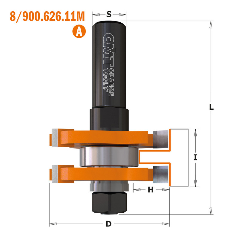 CMT Orange Tools CMT-80062611 1-7/8in Dia Tongue And Groove Set