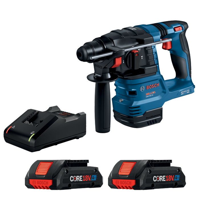 Bosch BOS-GBH18V-22K24 18V 3/4in Rotary Hammer Kit With 4Ah Advanced Power Batteries