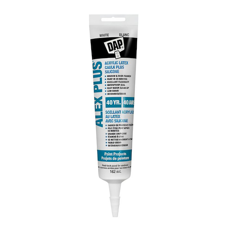 DAP DAP-74852 Alex Plus All Purpose Acrylic Latex Caulk Plus Silicone White 162ml