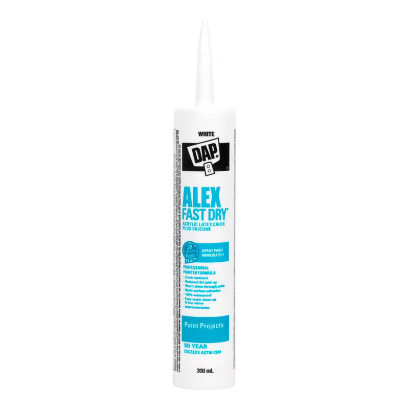 DAP DAP-78425 Alex Fast Dry Acrylic Latex Caulk Plus Silicone White 300ml