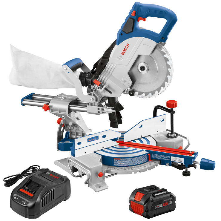 Bosch BOS-GCM18V-08N14 18V Brushless 8-1/2in Single-Bevel Slide Miter Saw Kit With 8 Ah High Power Battery