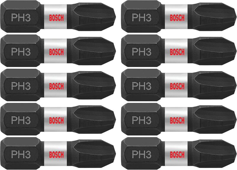 Bosch BOS-ITPH3105 1in Impact Tough Phillips 3 Insert Bits 5 Pack