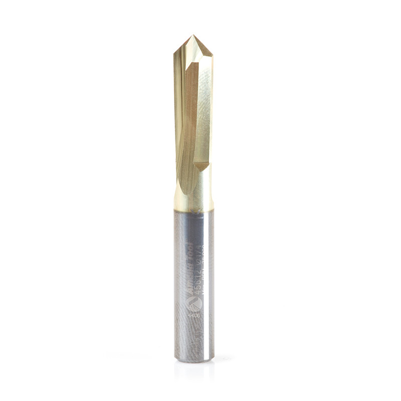 Amana AMA-45612 90 Degree x 1/4in Dia Zero-Point V-Groove And Engraving Shank ZrN Coated Router Bit