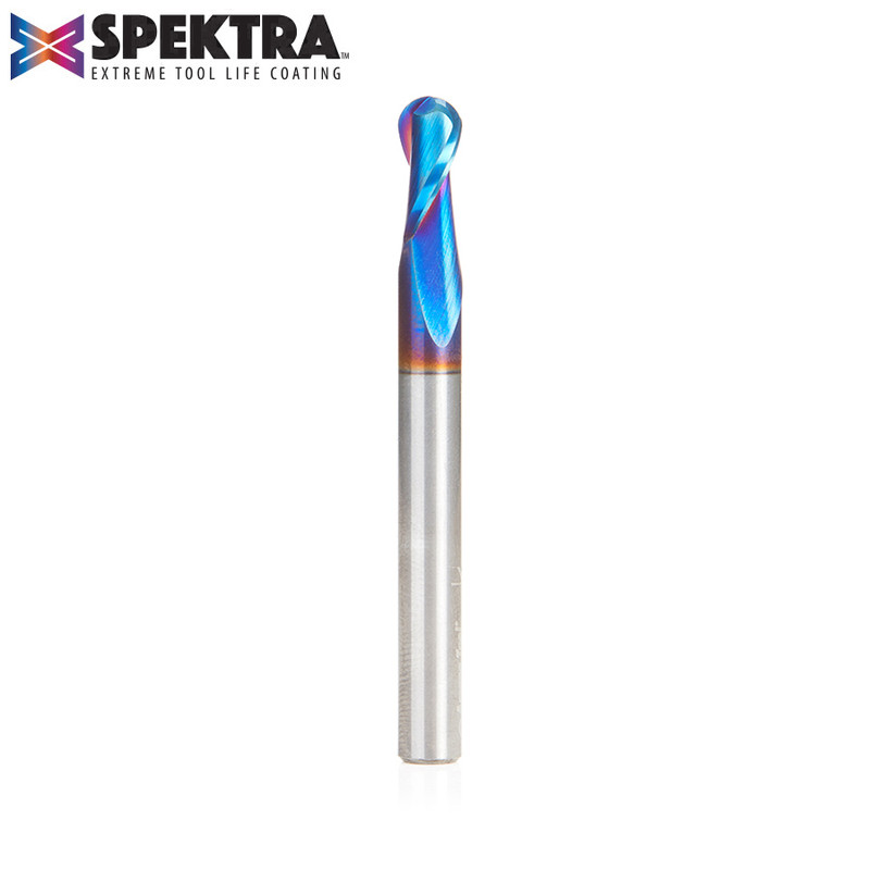 Amana AMA-46426-K Spektra 1/4in Dia 2 Flute Solid Carbide Extreme Tool Life Spiral Ball Nose Router Bit
