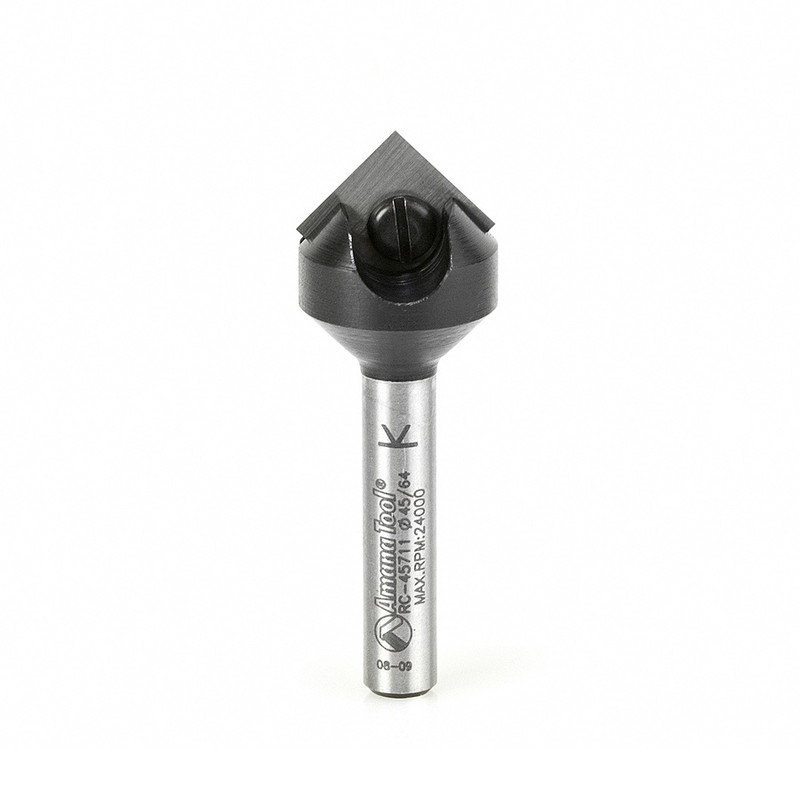 Amana AMA-RC-45711 90 Degree 11/16in Dia In Tech Insert Carbide V Groove SHK Single Flute Router Bit