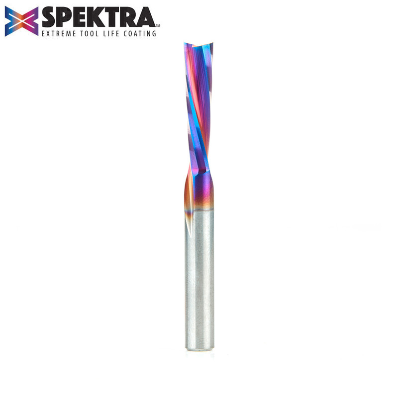 AMA-46348-K Spektra 1/4in Dia Solid Carbide Down Cut Extreme Tool Life Coated Spiral Plunge For Solid Wood