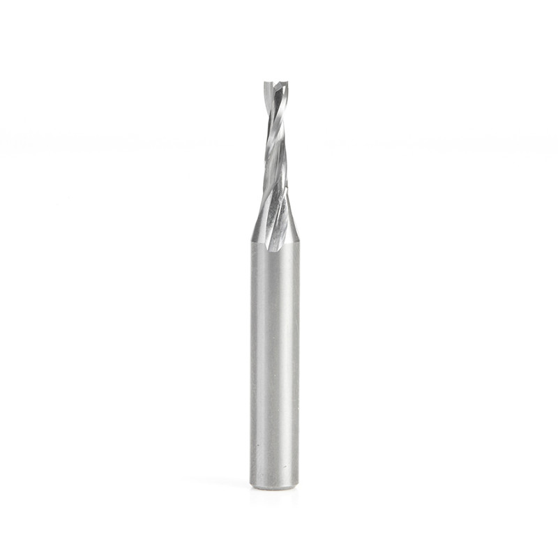 Amana AMA-51762 CNC 1/8in Dia Solid Carbide Spiral Double O Flute Plastic Cutting Up-Cut Router Bit