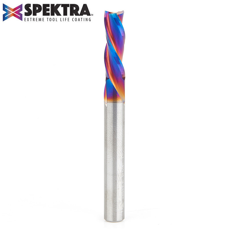Amana AMA-46052-K Spektra 1/4in Dia Solid Carbide Down Cut 3-Flute Extreme Tool Life Coated Spiral Plunge