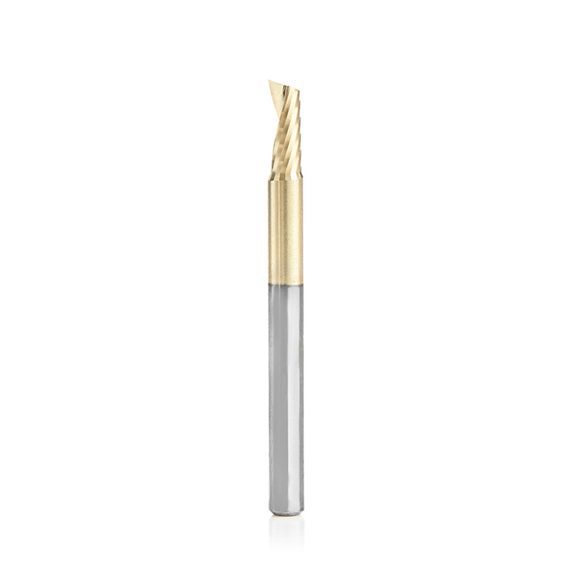 Amana AMA-51406-Z CNC 1/8in Dia Solid Carbide Spiral O Flute Aluminum Cutting Up Cut ZrN Coated Router Bit