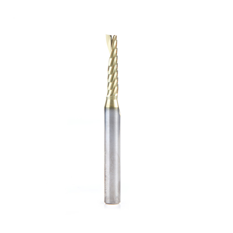 Amana AMA-51456-Z 3/16in Dia Solid Carbide CNC Spiral O Flute Aluminum Cutting Up Cut ZrN Coated Router Bit