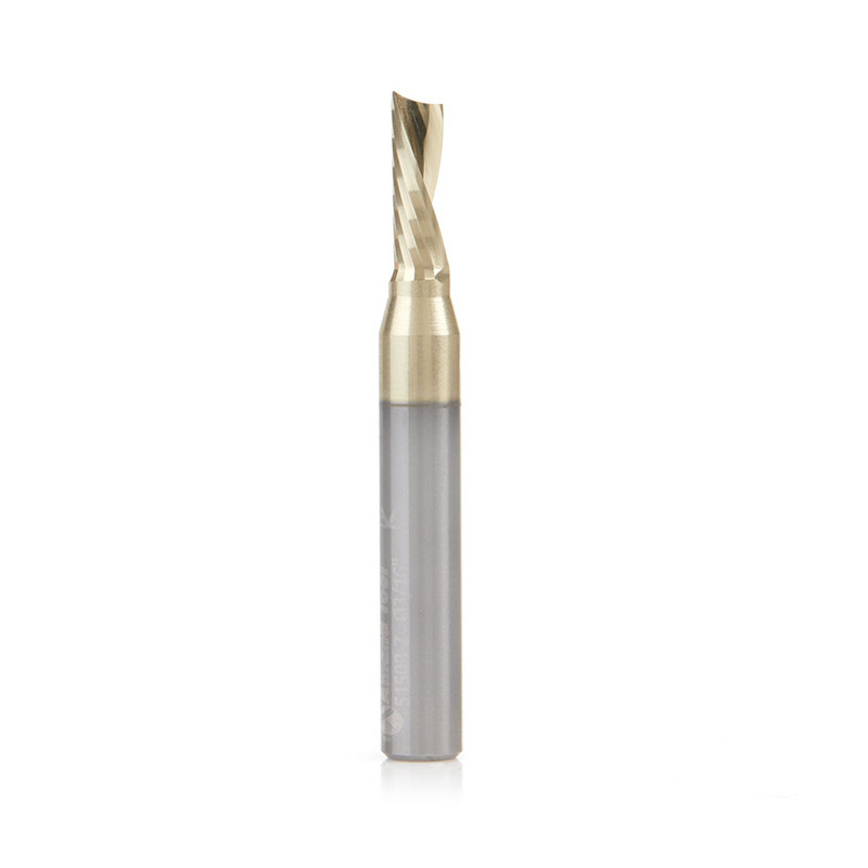 Amana AMA-51508-Z CNC 3/16in Dia Solid Carbide Spiral O Flute Aluminum Cutting Down Cut ZrN Coated Router Bit