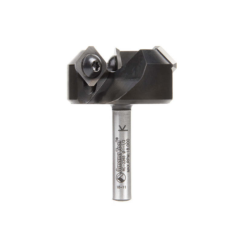 Amana AMA-RC-2265 CNC 1-1/2in Dia Insert Carbide 3 Wing Flute Heavy Duty Spoilboard For Plunging Surfacing Planing Flycutter And Slab Leveler