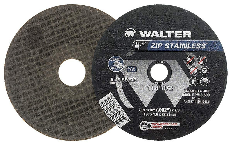 Walter Surface Technologies WAL-11F072 7in Type 1 Zip Stainless Cutting Wheel 25 Pack
